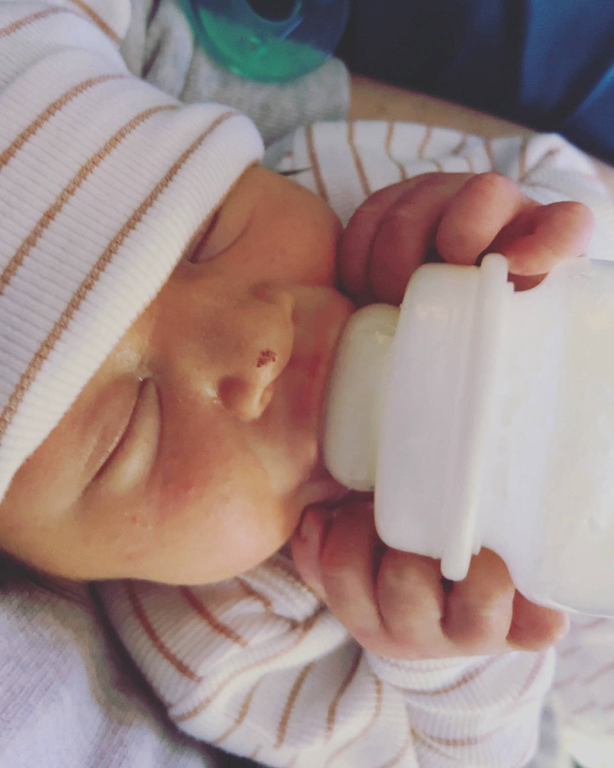 Coleson joined the competition — help win amazing prizes! baby, baby_sleeping, baby_toddler_clothing, cheek, child, comfort, finger, gesture, hand, head, headwear, human_body, lip, mouth, nail, nose, person, product, skin, thumb