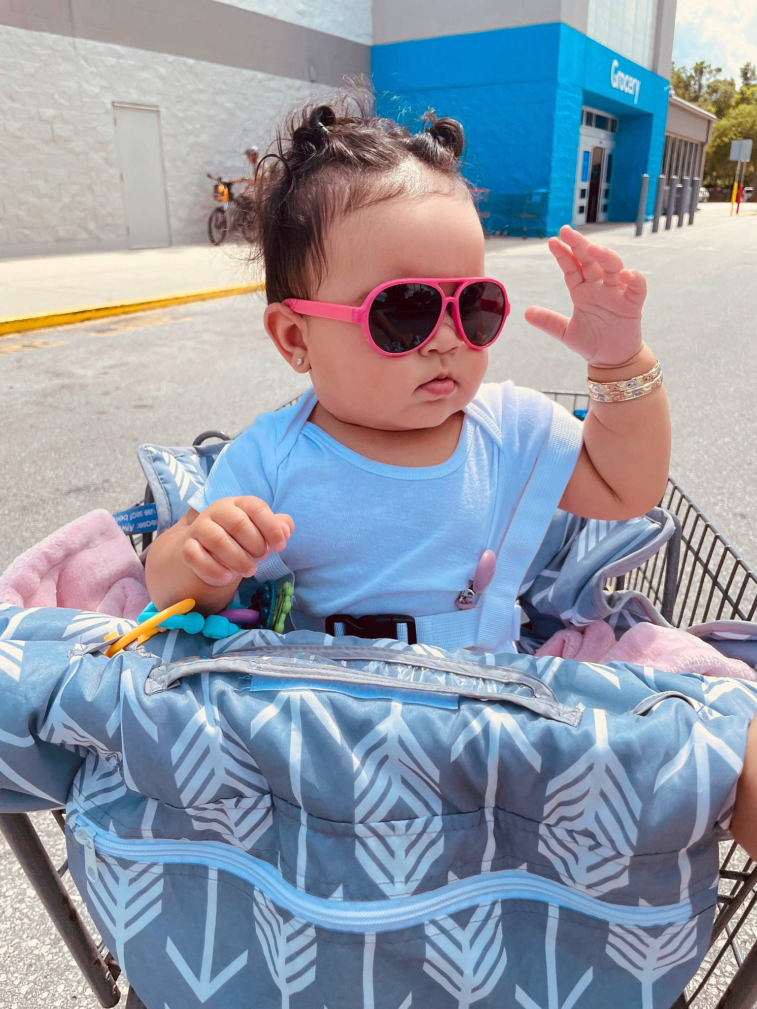 Elliana joined the competition — help win amazing prizes! baby_toddler_clothing, blue, child, cool, electric_blue, event, eyewear, fashion, fun, glasses, goggles, happy, leisure, person, personal_protective_equipment, recreation, sitting, sunglasses, toddler, vision_care