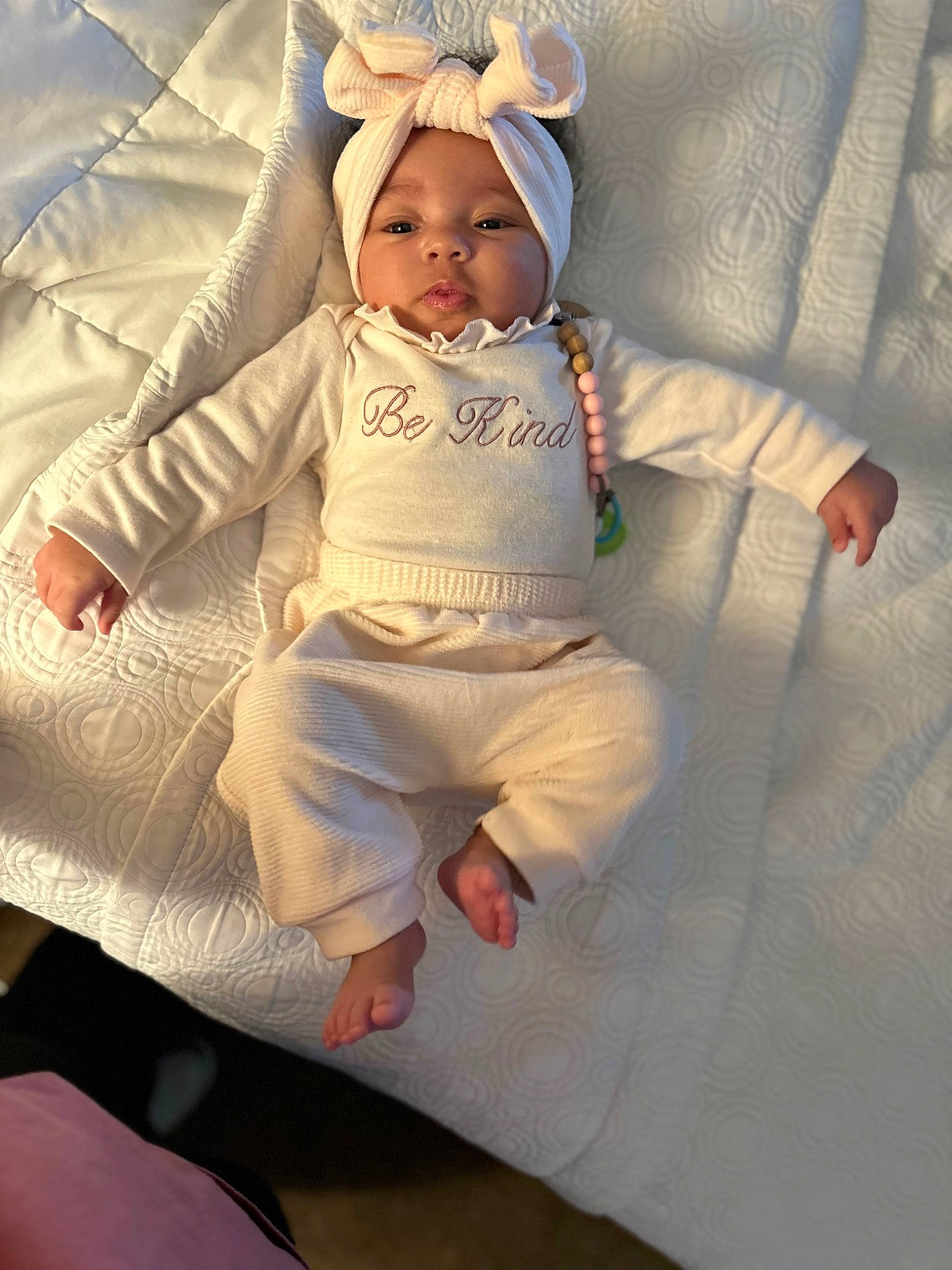 Emersyn joined the competition — help win amazing prizes! baby, baby_sleeping, baby_toddler_clothing, child, comfort, eye, foot, happy, head, headwear, knee, leg, linens, person, pillow, sitting, skin, sleeve, textile, throw_pillow