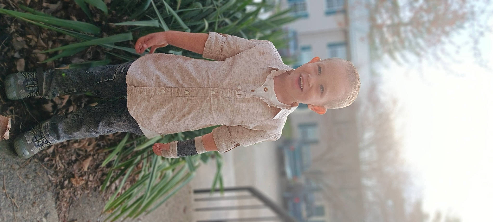 Kyler joined the competition — help win amazing prizes! child, grass, happy, joy, person, plant, smile, tree, window, wood