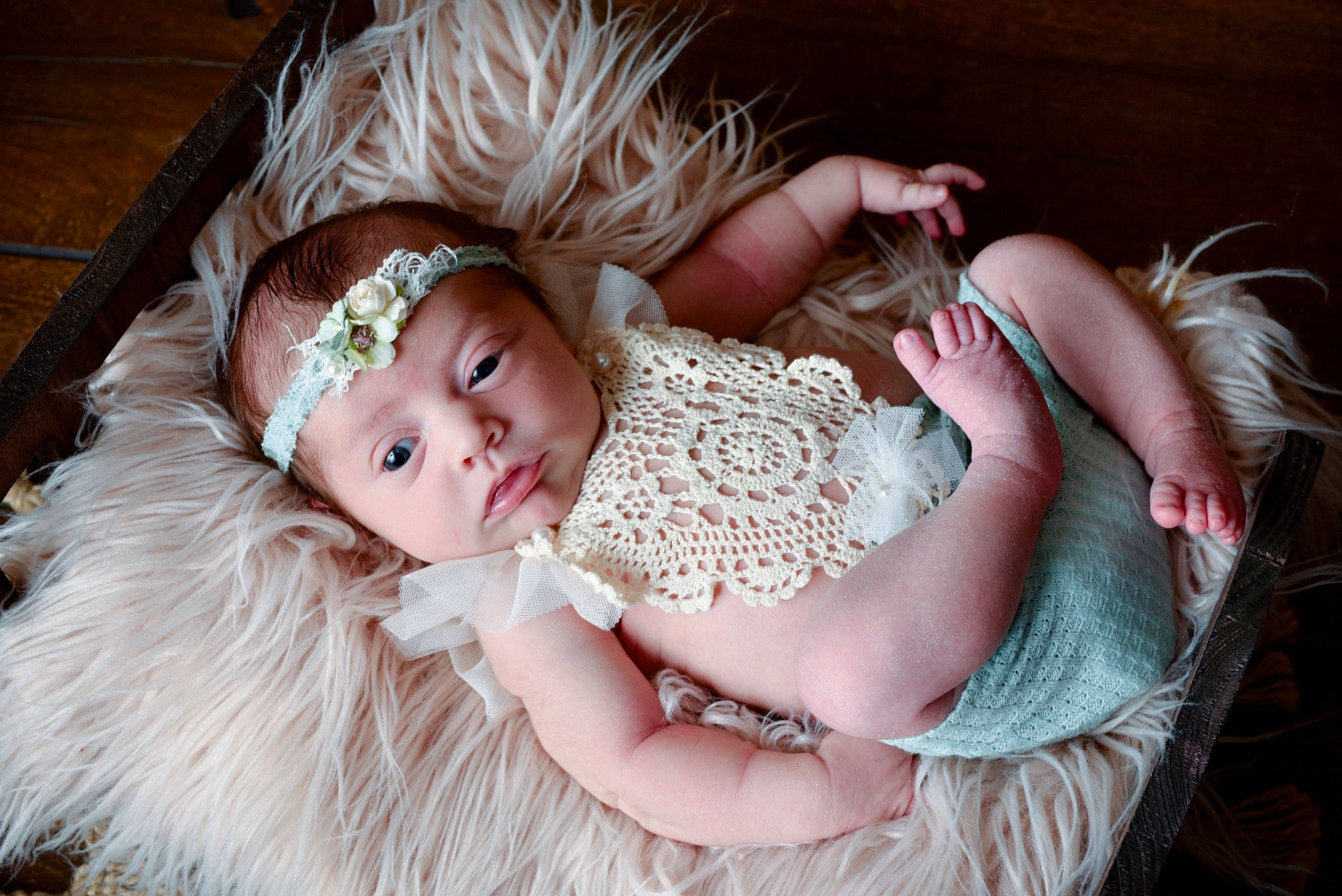 Rainie joined the competition — help win amazing prizes! baby, baby_toddler_clothing, child, dress, embellishment, event, eye, eyelash, flash_photography, grass, hair_accessory, happy, headband, headgear, headpiece, headwear, iris, jewellery, person, pink