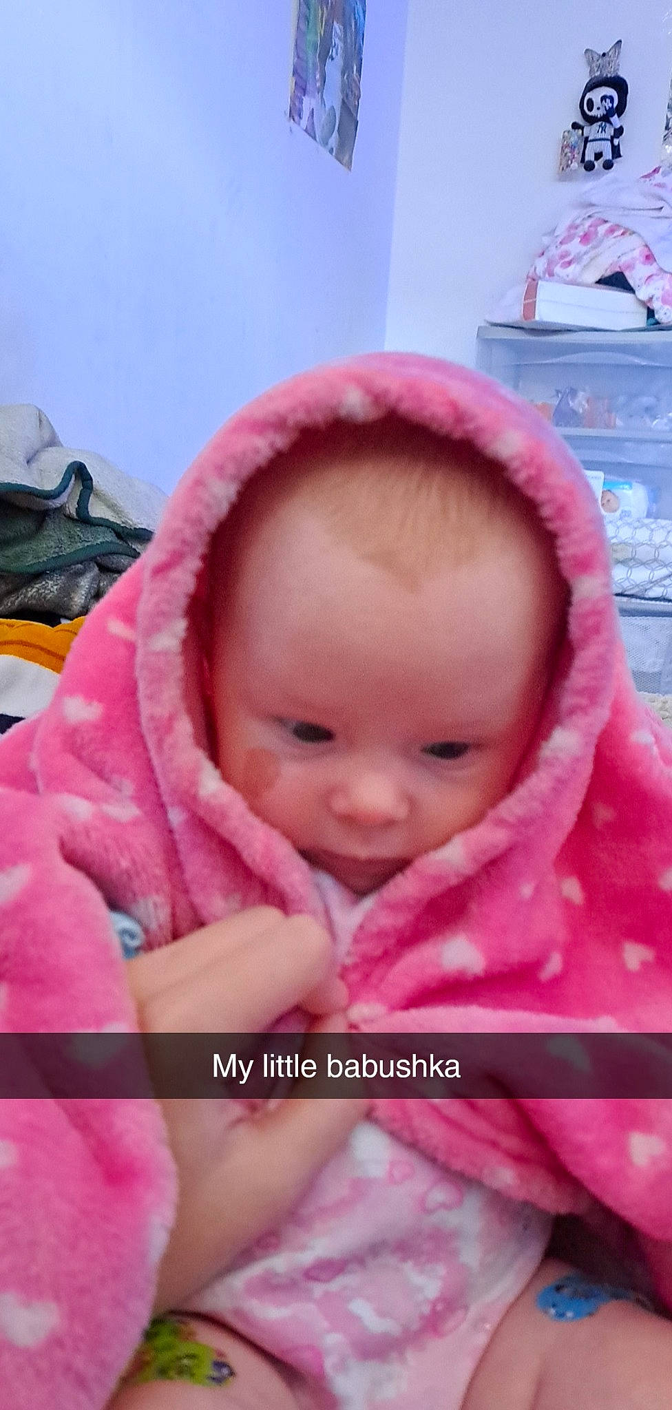 Anastasia is registered to the contest to win money with this photo: baby, baby_products, baby_toddler_clothing, beanie, cap, cheek, comfort, eyelash, fur, happy, knit_cap, linens, lip, magenta, nose, person, pink, sleeve, toddler, winter