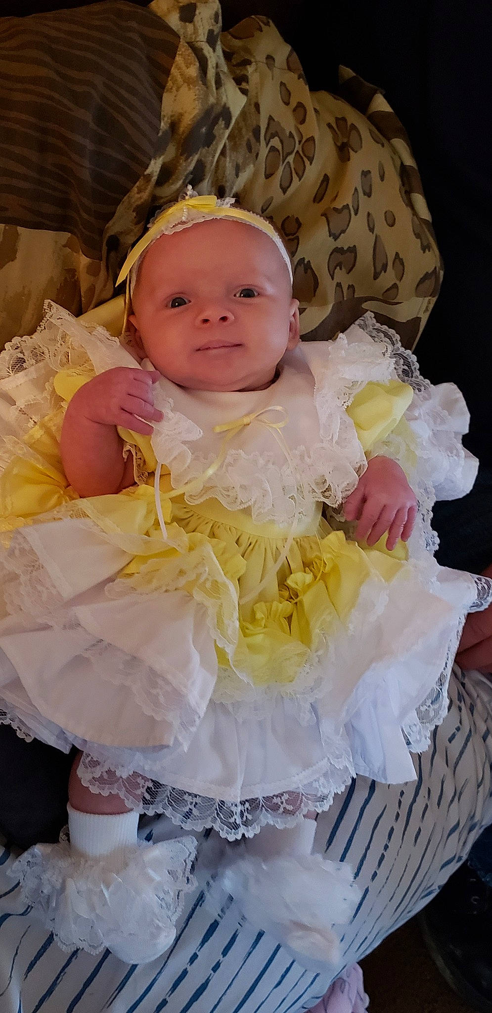 Kelly is registered to the contest to win money with this photo: baby, baby_products, baby_toddler_clothing, child, costume, dress, headwear, person, pink, product, textile, toddler, yellow