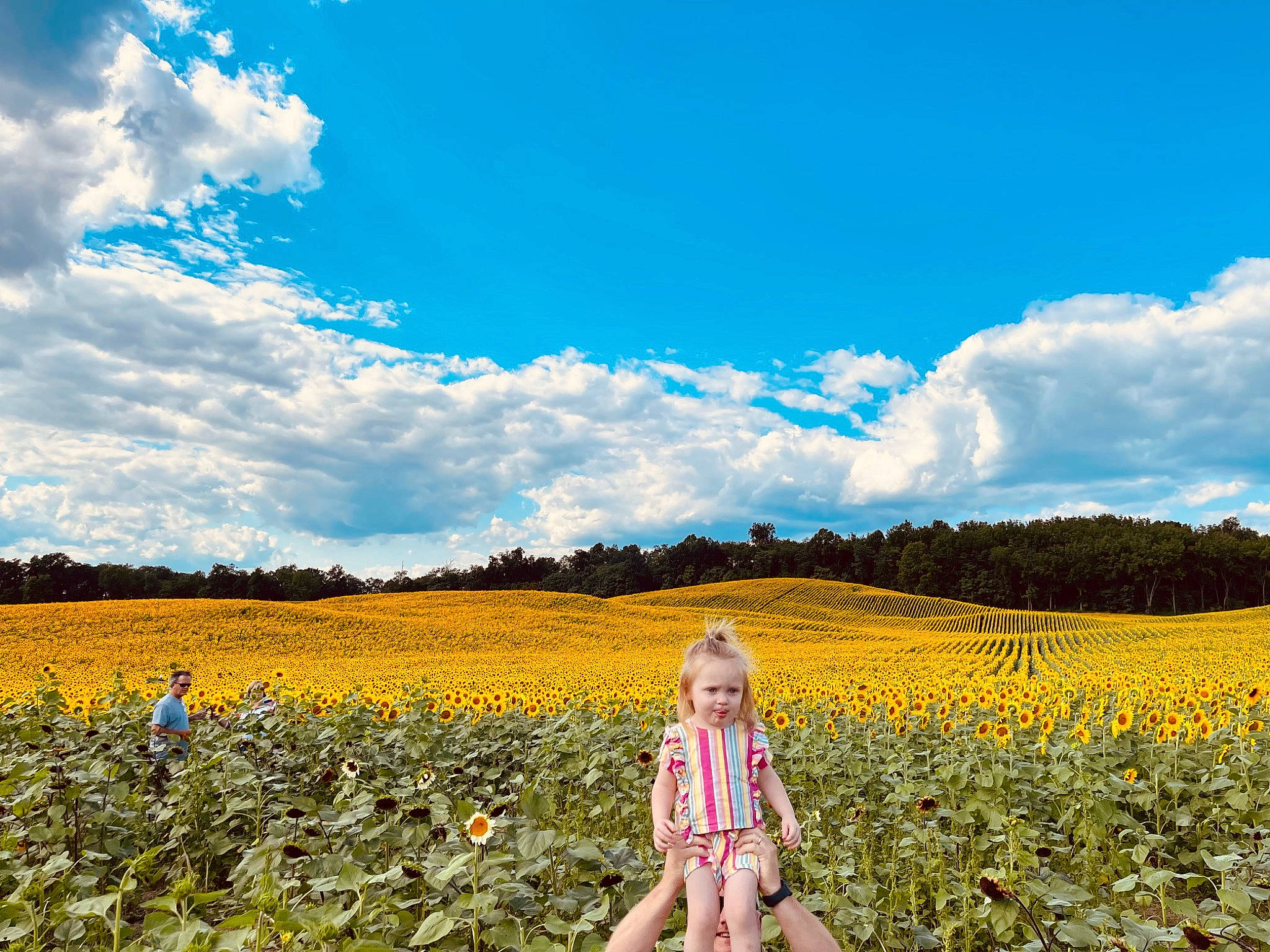 Milena joined the competition — help win amazing prizes! agriculture, clothing, cloud, cumulus, flower, grass, grass_family, grassland, happy, horizon, landscape, meadow, natural_landscape, people_in_nature, person, plain, plant, sky, summer, sunlight