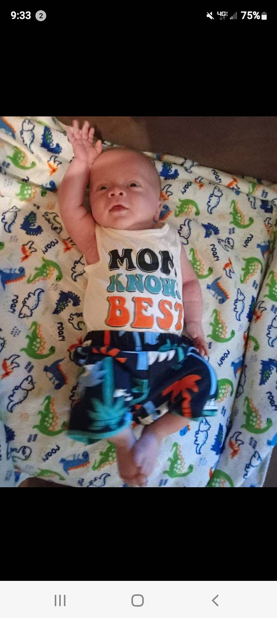 Gauge is registered to the contest to win money with this photo: baby, baby_products, baby_safety, baby_sleeping, baby_toddler_clothing, bedding, bedtime, cheek, child, comfort, happy, infant_bodysuit, linens, pattern, person, room, sitting, sleeve, t_shirt, toddler