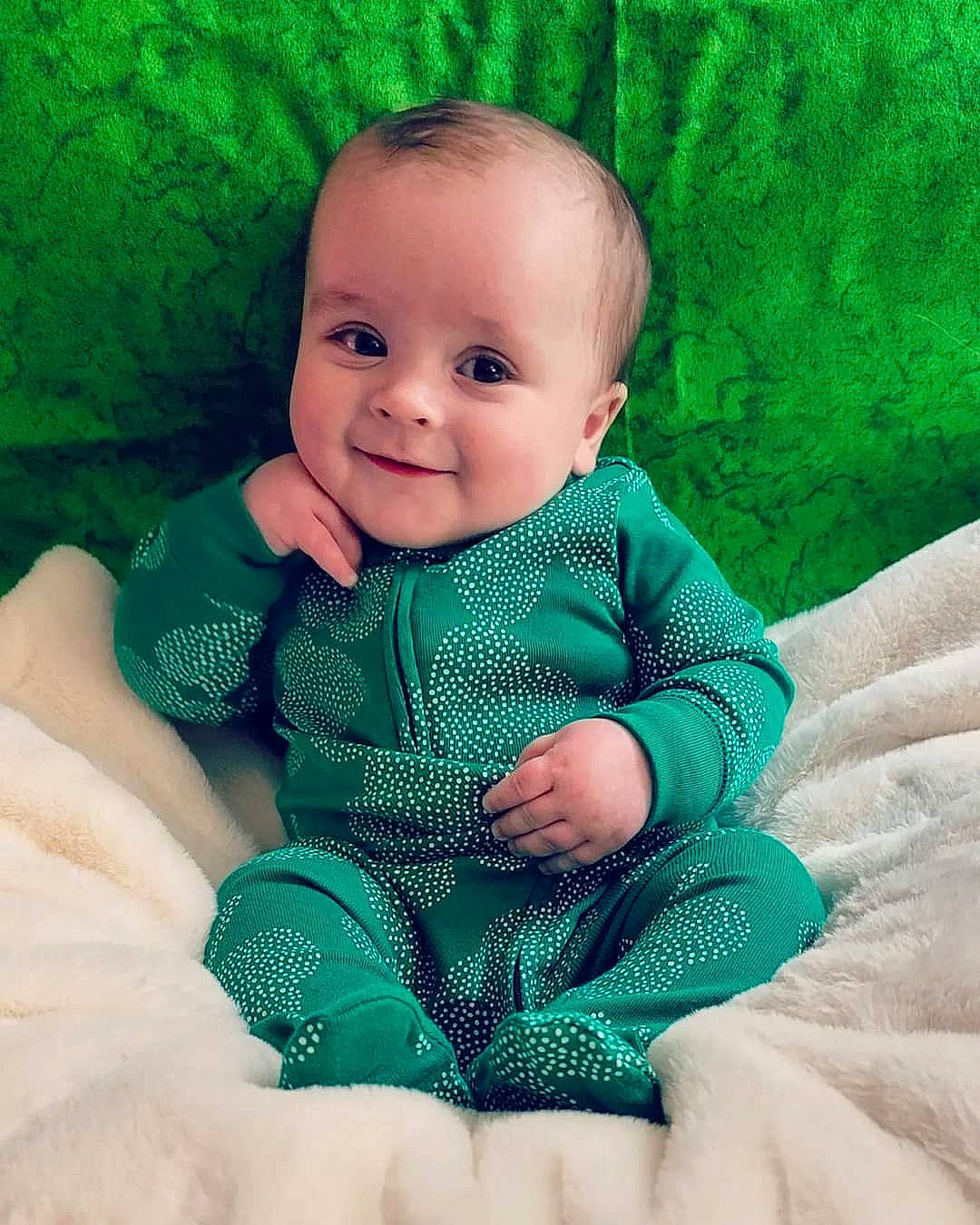 Clayton joined the competition — help win amazing prizes! aqua, azure, baby, baby_toddler_clothing, cheek, comfort, eye, face, finger, flash_photography, grass, green, happy, head, iris, joy, person, product, skin, sleeve