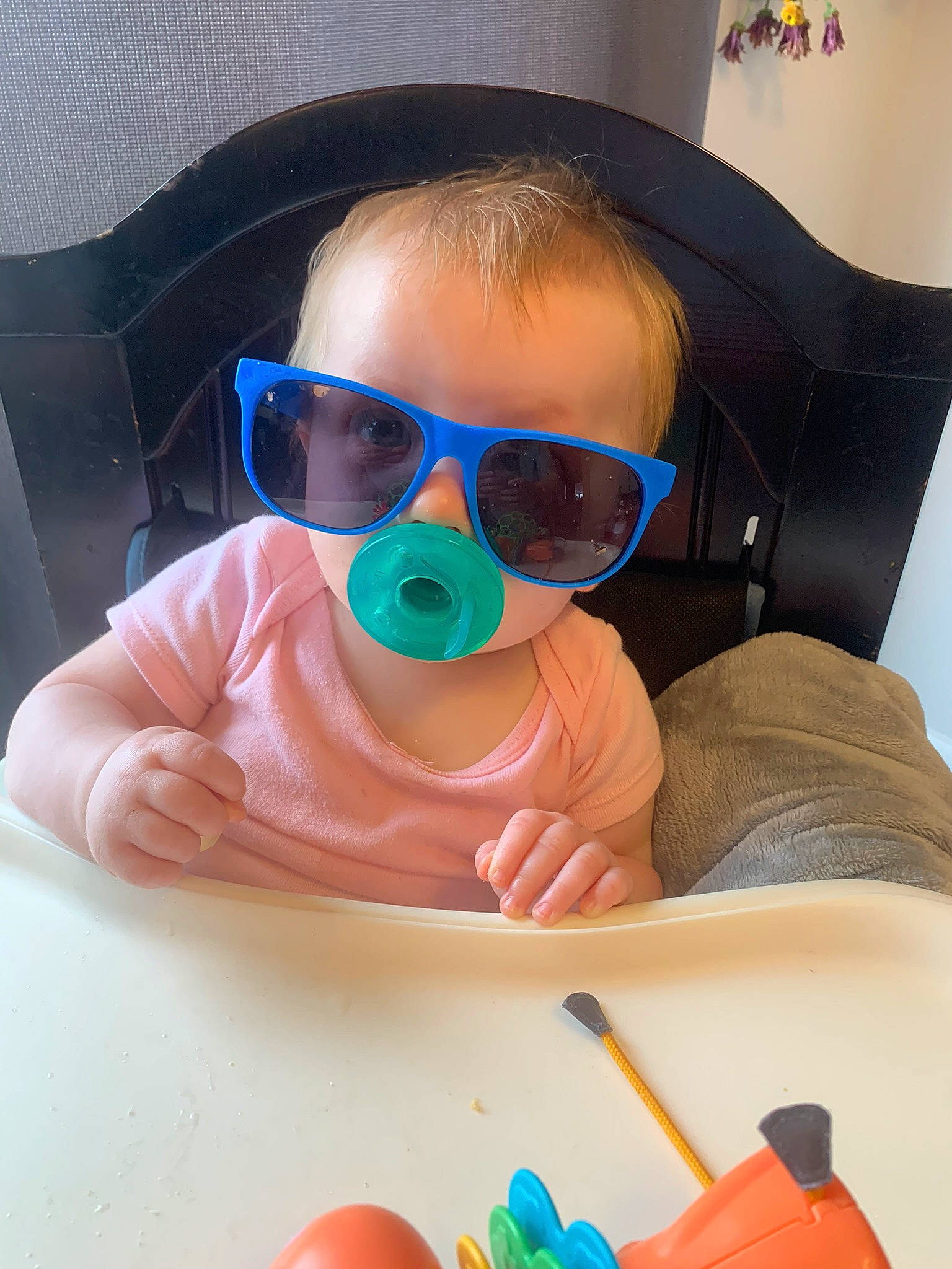 Evelynn is registered to the contest to win money with this photo: baby, baby_toddler_clothing, brush, cheek, child, electric_blue, eye_glass_accessory, eyewear, finger, fun, glasses, goggles, nose, office_supplies, paint, person, personal_protective_equipment, plastic, sunglasses, toddler