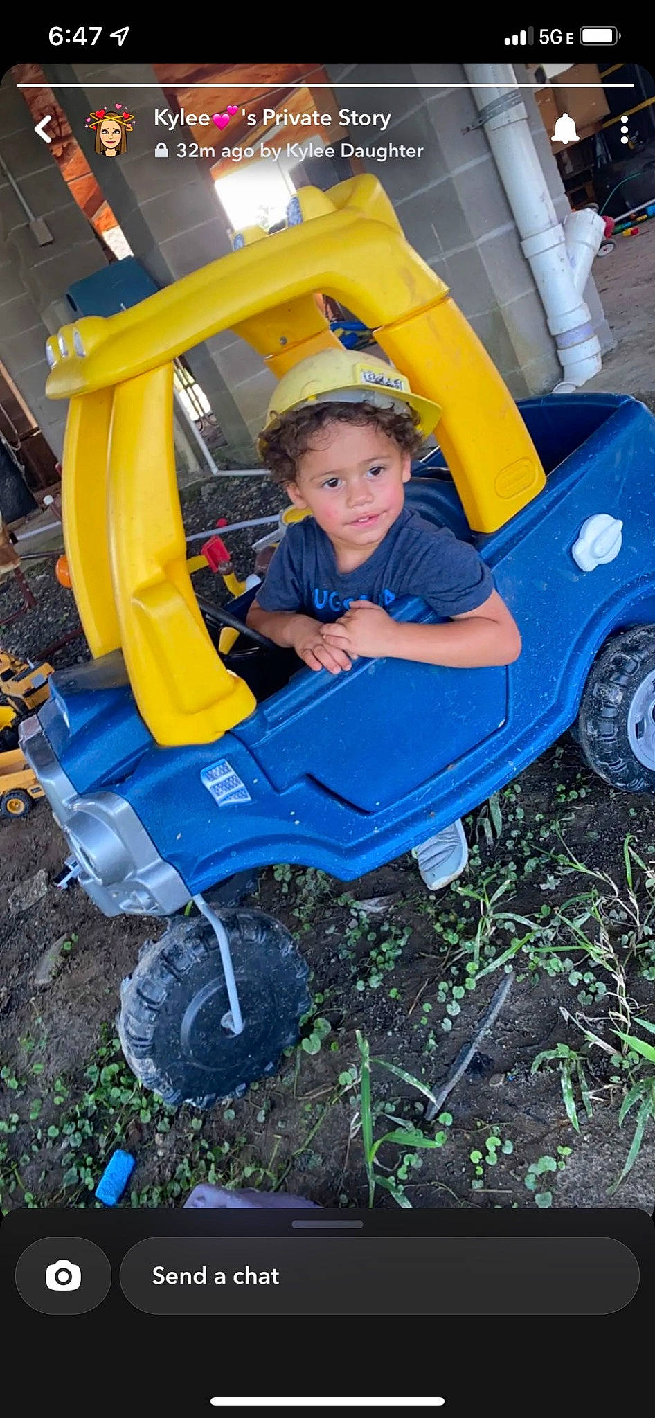 Ayden is registered to the contest to win money with this photo: auto_part, automotive_exterior, automotive_tire, automotive_wheel_system, bumper, electric_blue, fender, fun, grass, motor_vehicle, outdoor_play_equipment, person, riding_toy, shorts, synthetic_rubber, t_shirt, tire, toddler, tread, vehicle