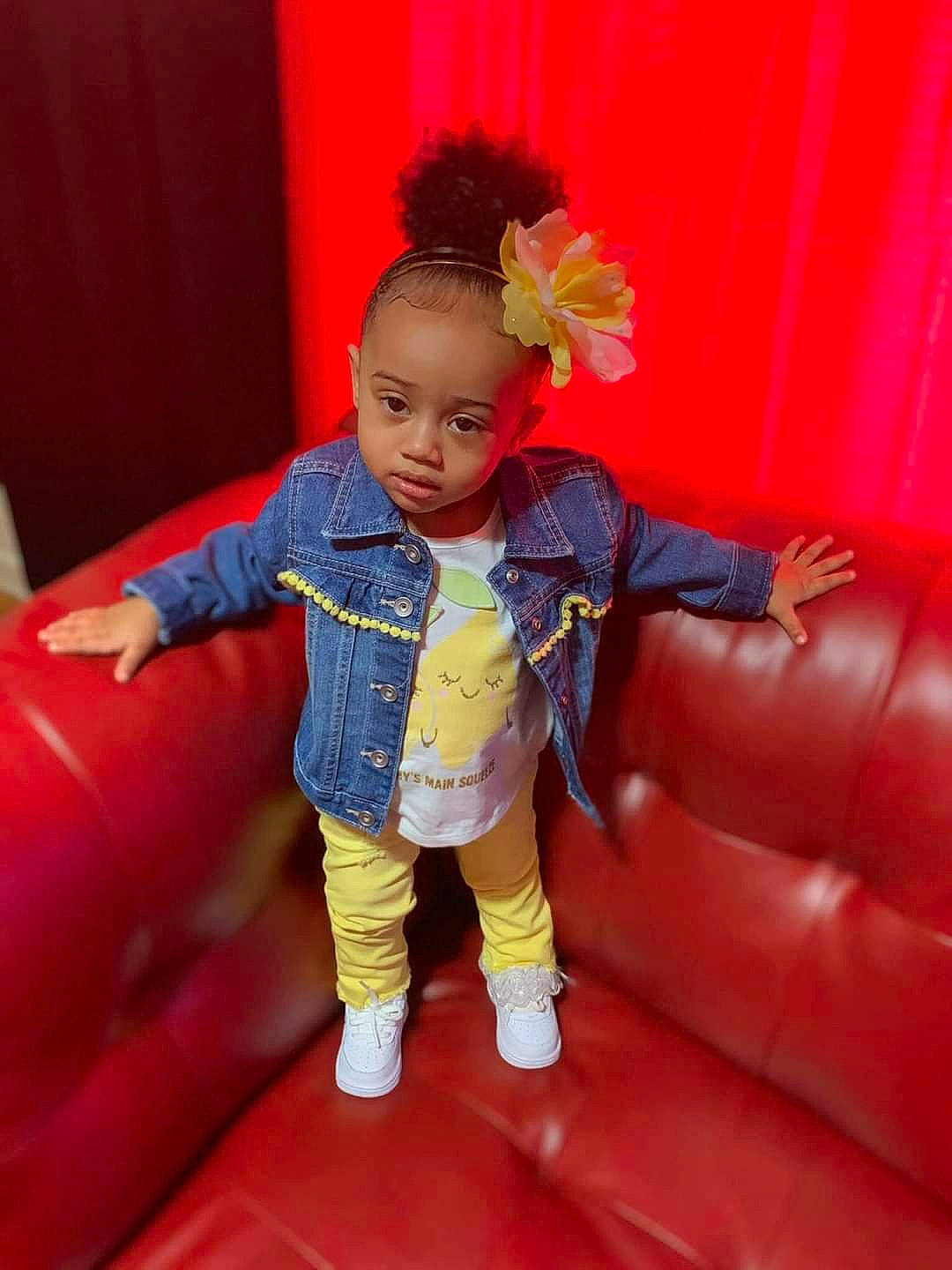 Megan joined the competition — help win amazing prizes! bounce_house, cheek, child, face, fun, inflatable, leg, outdoor_play_equipment, person, pink, play, recreation, red, sitting, skin, smile, toddler, yellow