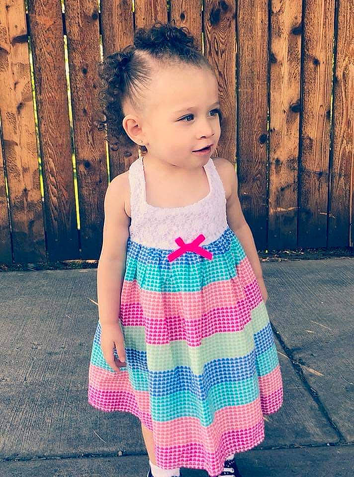 Giselle joined the competition — help win amazing prizes! baby, baby_toddler_clothing, beauty, child, child_model, clothing, day_dress, design, dress, pattern, person, pink, plant, polka_dot, ruffle, skin, summer, textile, toddler, turquoise
