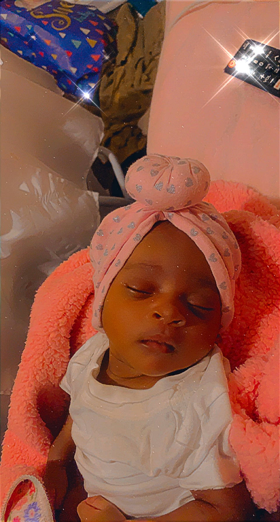 Genel is registered to the contest to win money with this photo: baby, baby_sleeping, baby_toddler_clothing, bonnet, cheek, child, comfort, flesh, happy, hat, headgear, headwear, linens, peach, person, room, sleeve, toddler