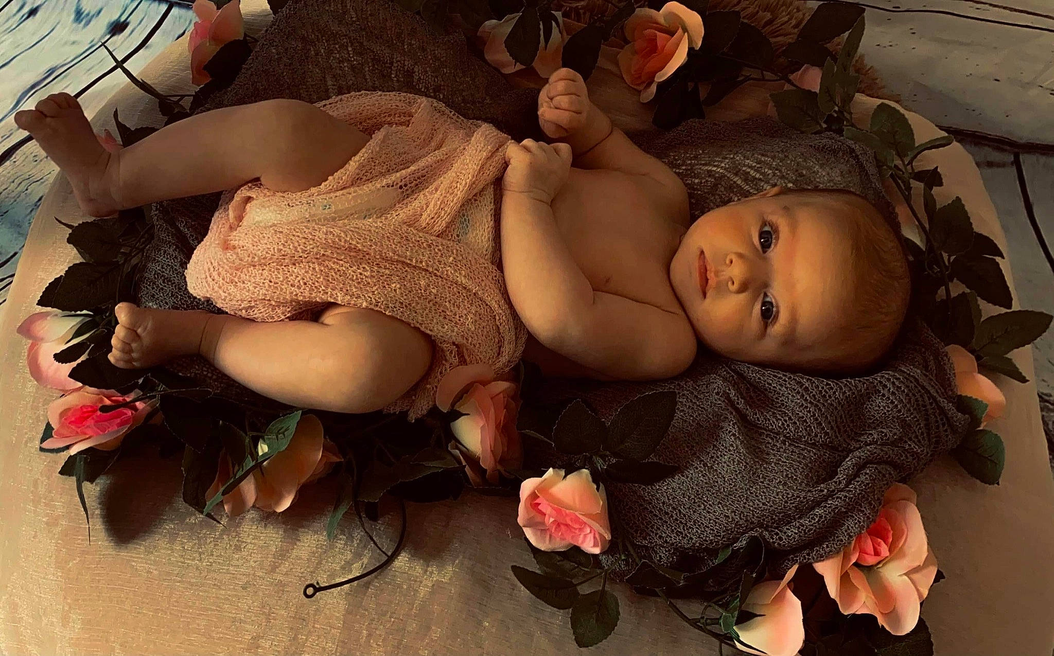 Kyra is registered to the contest to win money with this photo: abdomen, baby, child, doll, fun, hairstyle, hand, happy, hat, human_body, human_leg, leg, mouth, person, pink, textile, thigh, toddler, toy, trunk