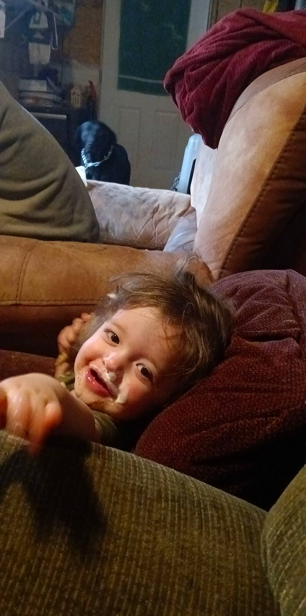 Kaleb joined the competition — help win amazing prizes! blond, cheek, child, comfort, ear, flooring, fun, gesture, happy, human_leg, lap, mouth, nose, person, room, sitting, skin, smile, toddler, tree