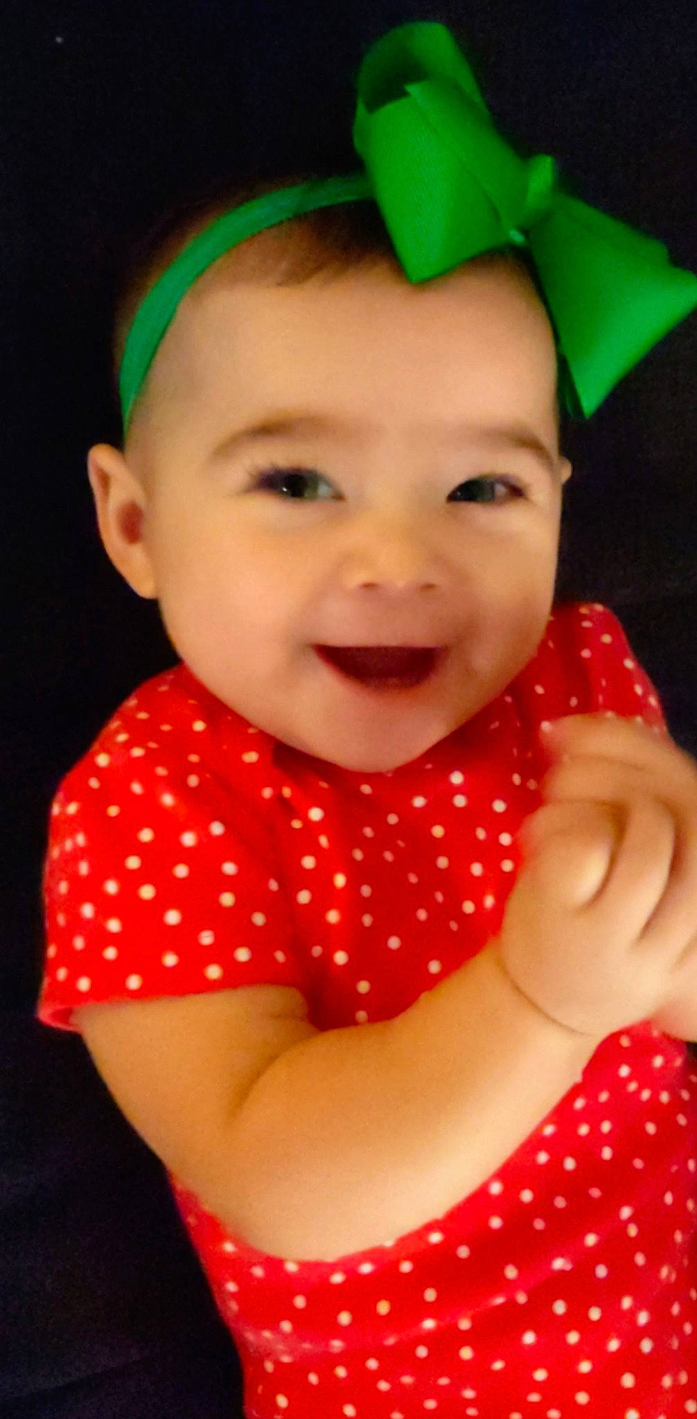 Ariyah is registered to the contest to win money with this photo: baby, cheek, child, child_model, chin, design, face, head, headgear, joy, lip, pattern, person, polka_dot, skin, smile, toddler