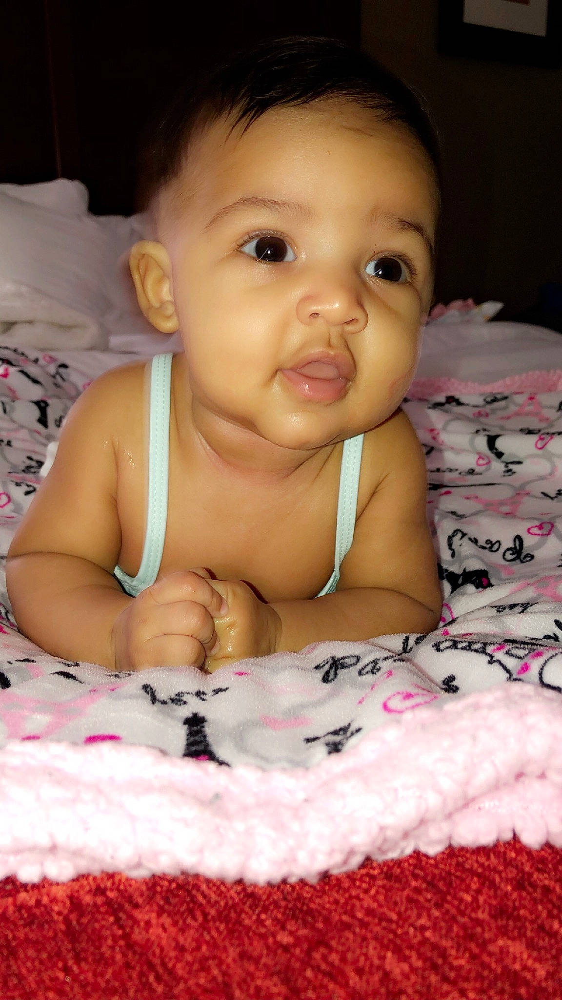 Tyliana is registered to the contest to win money with this photo: baby, cheek, child, chin, eye, eyebrow, face, finger, forehead, head, lip, mouth, muscle, nose, person, pink, skin, smile, thumb, toddler