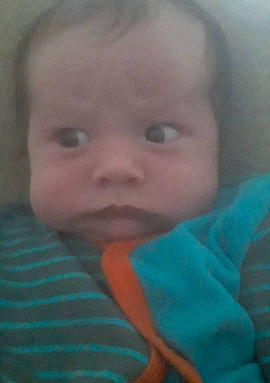 Lazarus is registered to the contest to win money with this photo: baby, baby_toddler_clothing, cheek, child, close_up, ear, electric_blue, eyebrow, eyelash, gesture, happy, human_body, iris, lip, mouth, nose, person, skin, smile, thumb