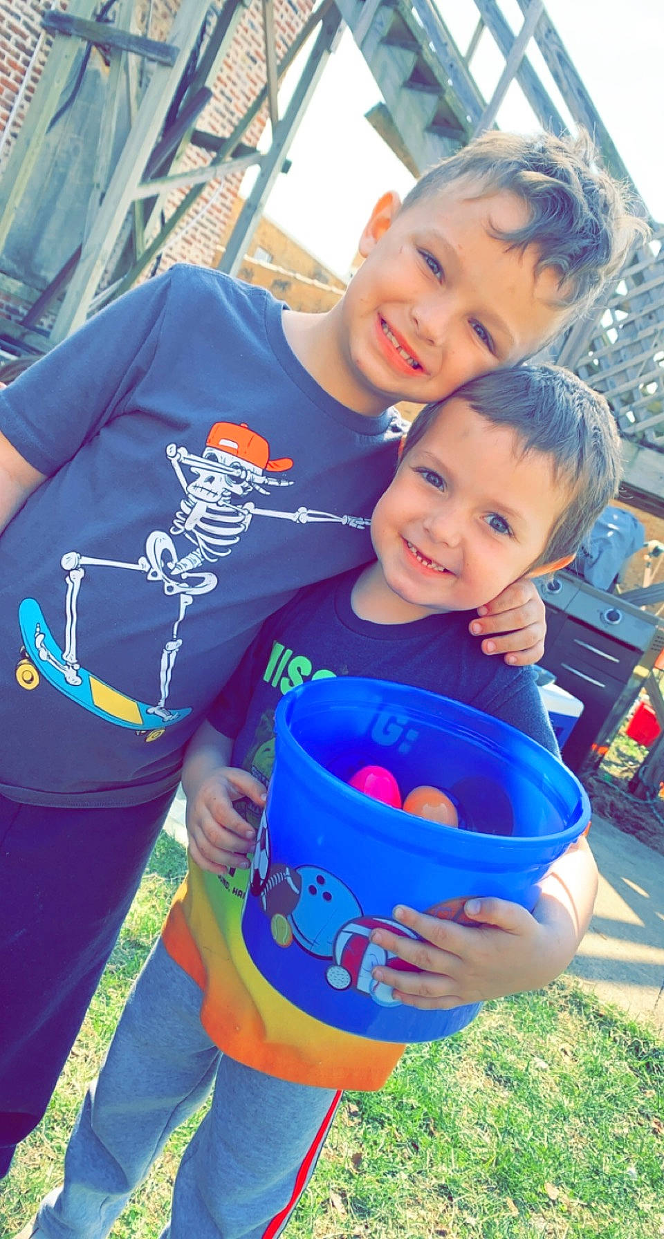 Bryson is registered to the contest to win money with this photo: baby, baby_products, baby_toddler_clothing, child, electric_blue, event, facial_expression, fun, grass, happy, holiday, joy, leisure, people_in_nature, person, play, recreation, sitting, smile, t_shirt