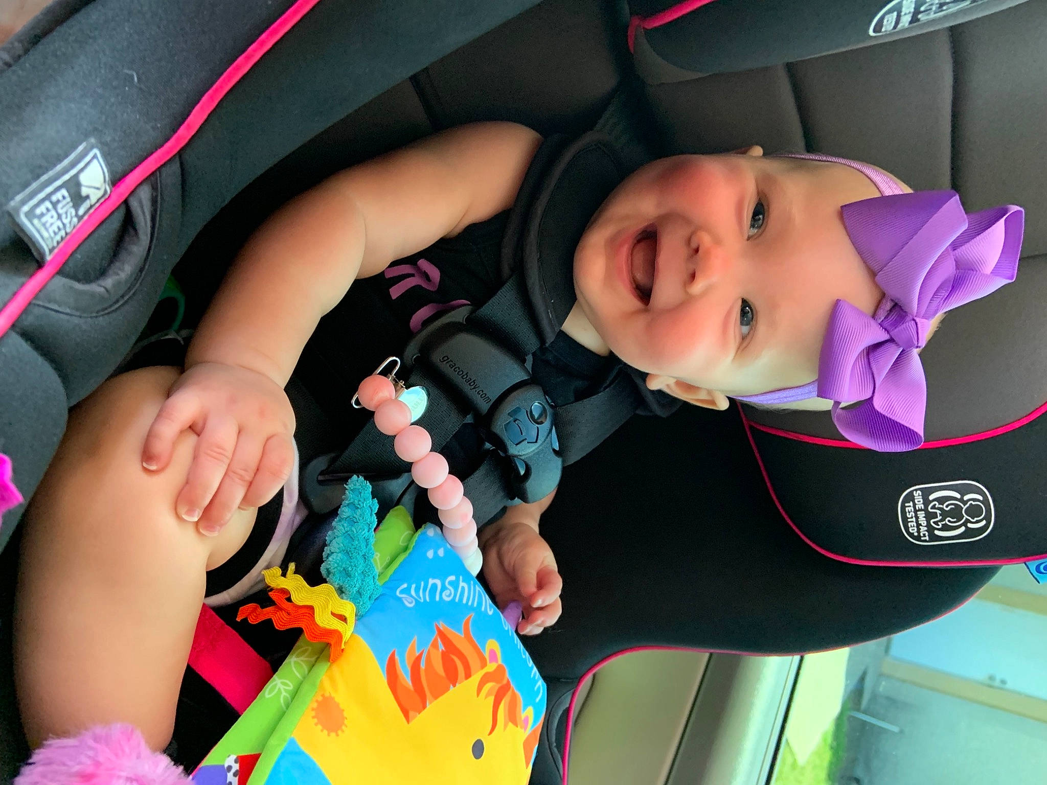 Joelle joined the competition — help win amazing prizes! auto_part, baby, baby_carriage, baby_products, car_seat, child, event, finger, fun, happy, headwear, nail, person, photograph, pink, play, smile, snapshot, toddler, vehicle