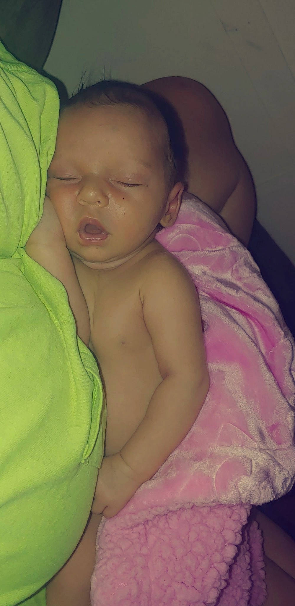 Mattie is registered to the contest to win money with this photo: baby, bedtime, cheek, chest, child, eye, face, forehead, head, linens, lip, mouth, muscle, nap, neck, nose, person, skin, sleep, textile