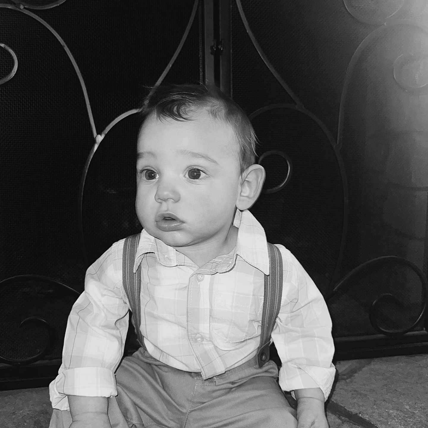 Saint is registered to the contest to win money with this photo: accessories, baby, bodypart, clothing, face, finger, frown, hand, head, jeans, longsleeve, pants, person, photography, portrait, shirt, sitting, sleeve, strap, suspenders