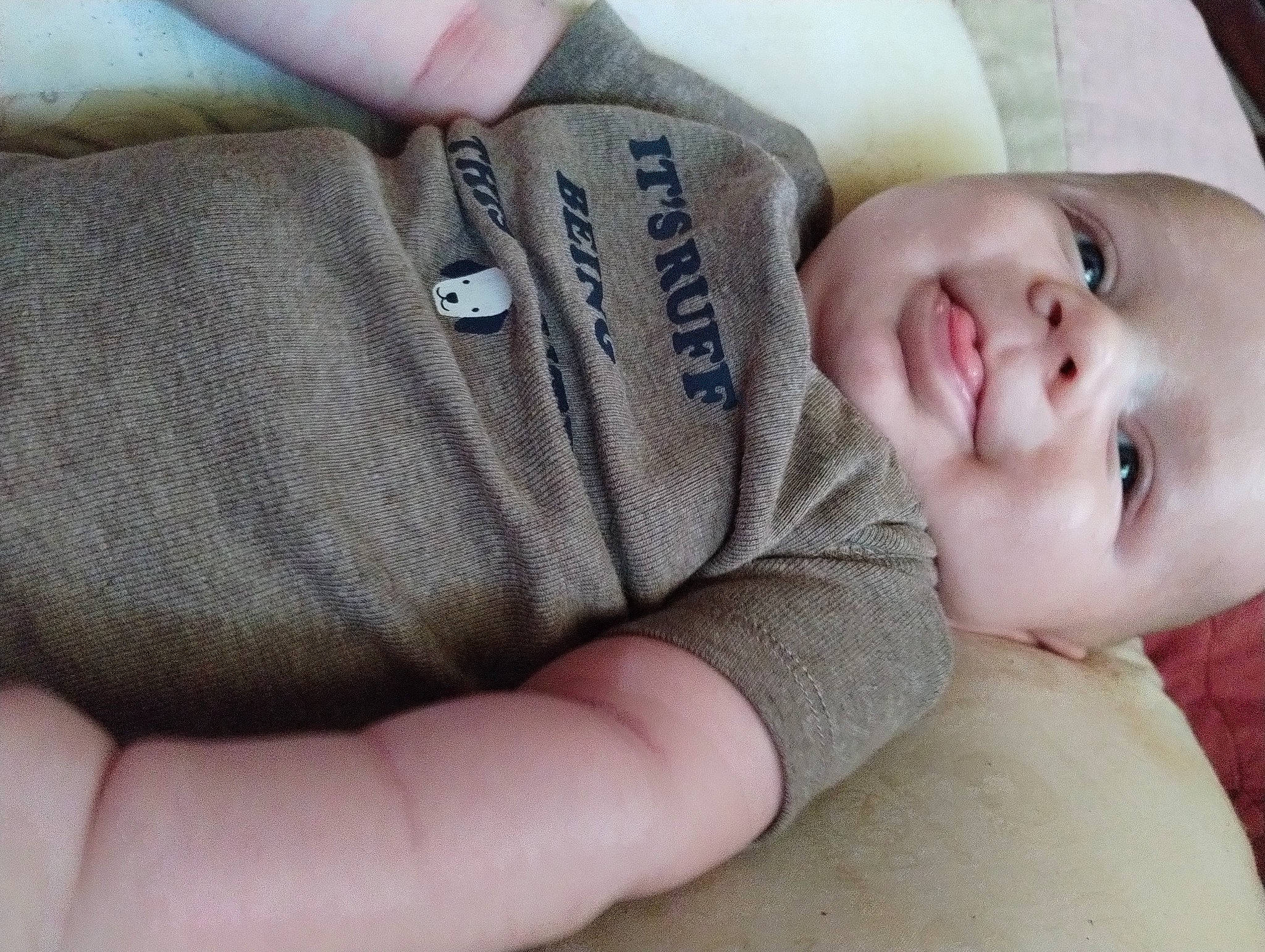 Lincoln is registered to the contest to win money with this photo: baby, baby_products, baby_sleeping, baby_toddler_clothing, cheek, child, comfort, elbow, eyelash, finger, gesture, headgear, linens, nose, person, skin, sleeve, smile, toddler, window