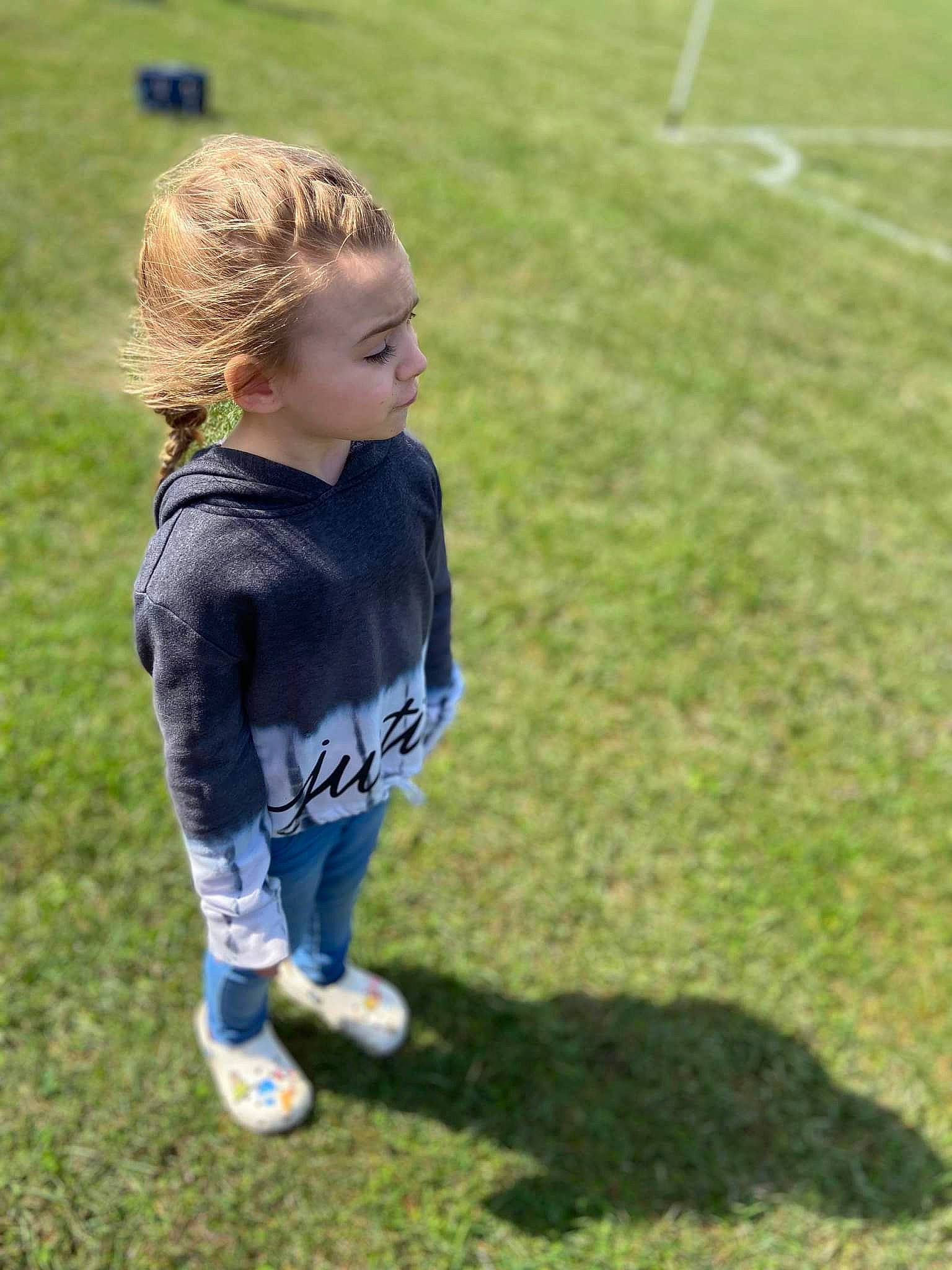 Sarah joined the competition — help win amazing prizes! baby_toddler_clothing, child, competition_event, denim, electric_blue, fun, grass, grass_family, grassland, happy, lawn, leg, leisure, people_in_nature, person, play, recreation, sneakers, soil, toddler