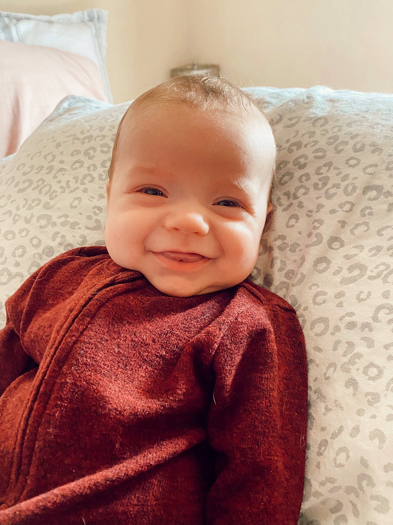 Bowen is registered to the contest to win money with this photo: baby, baby_toddler_clothing, cheek, chin, comfort, eye, eyebrow, face, head, iris, joy, lip, mouth, neck, nose, outerwear, person, skin, sleeve, smile