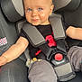 Angelo a rejoint le concours — aidez-le/la à gagner de superbes lots ! baby, black_shirt, blue_eyes, car_interior, car_seat, child, comfort, cute, grey_pants, headrest, infant, pacifier_clip, portrait, red_button, safety, seat_belt, shoe, smile, socks, strapped_in