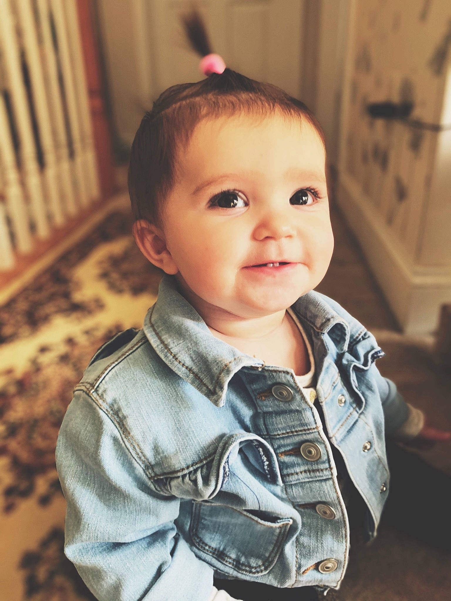 Indie is registered to the contest to win money with this photo: baby, baby_toddler_clothing, button, cabinetry, cheek, child, child_model, collar, ear, face, hair_accessory, iris, person, portrait, portrait_photography, sleeve, toddler
