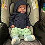 baby, baby_boy, car_seat, child, clothing, comfort, cute, fabric, face, hoodie, indoor, infant, person, portrait, seat, seatbelt, small, socks, warning_label, young_child