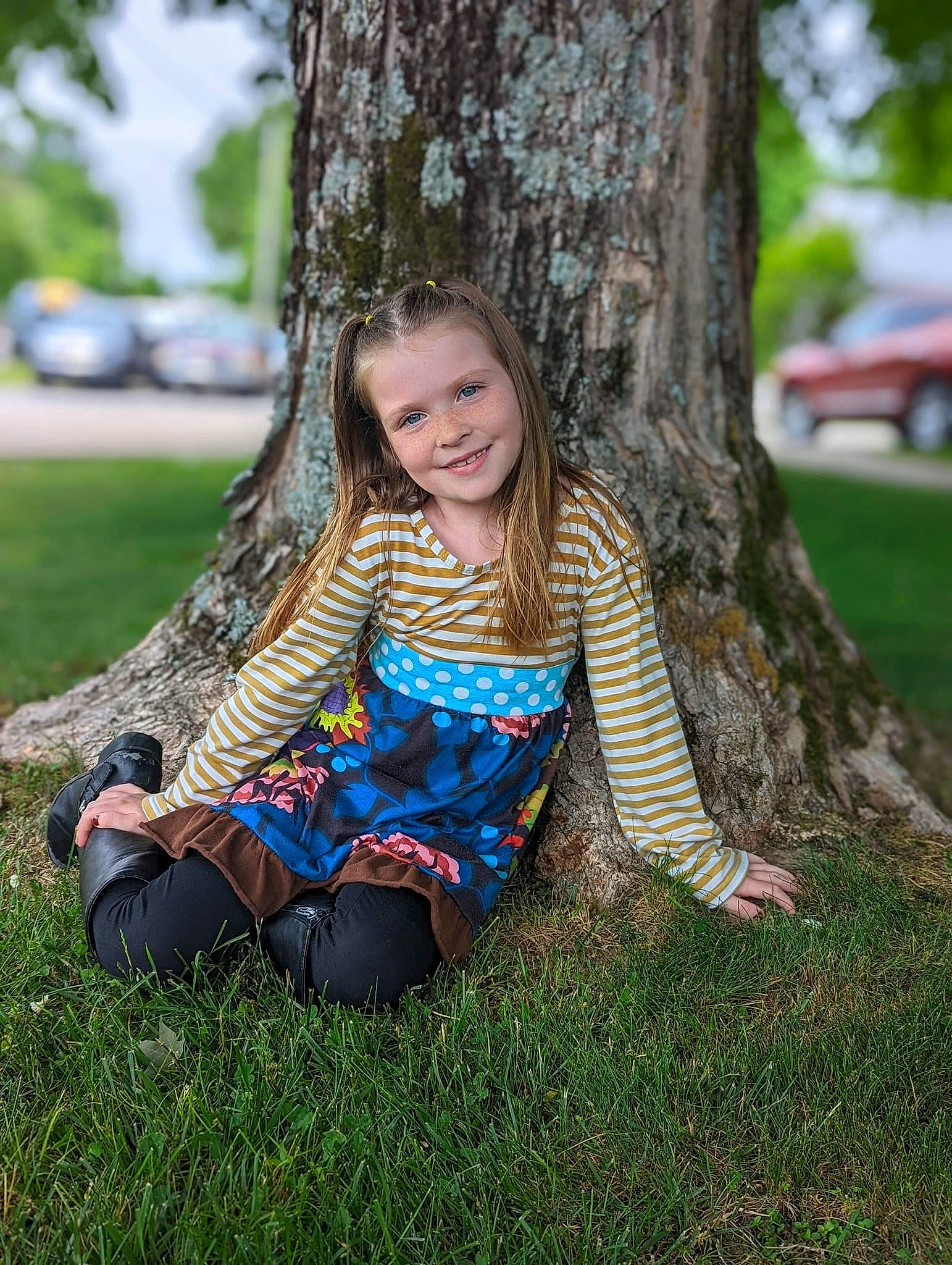 Cheyenne joined the competition — help win amazing prizes! botany, branch, eye, face, flash_photography, fun, grass, happy, joy, leisure, long_hair, pattern, people_in_nature, person, plant, recreation, smile, toddler, tree, trunk
