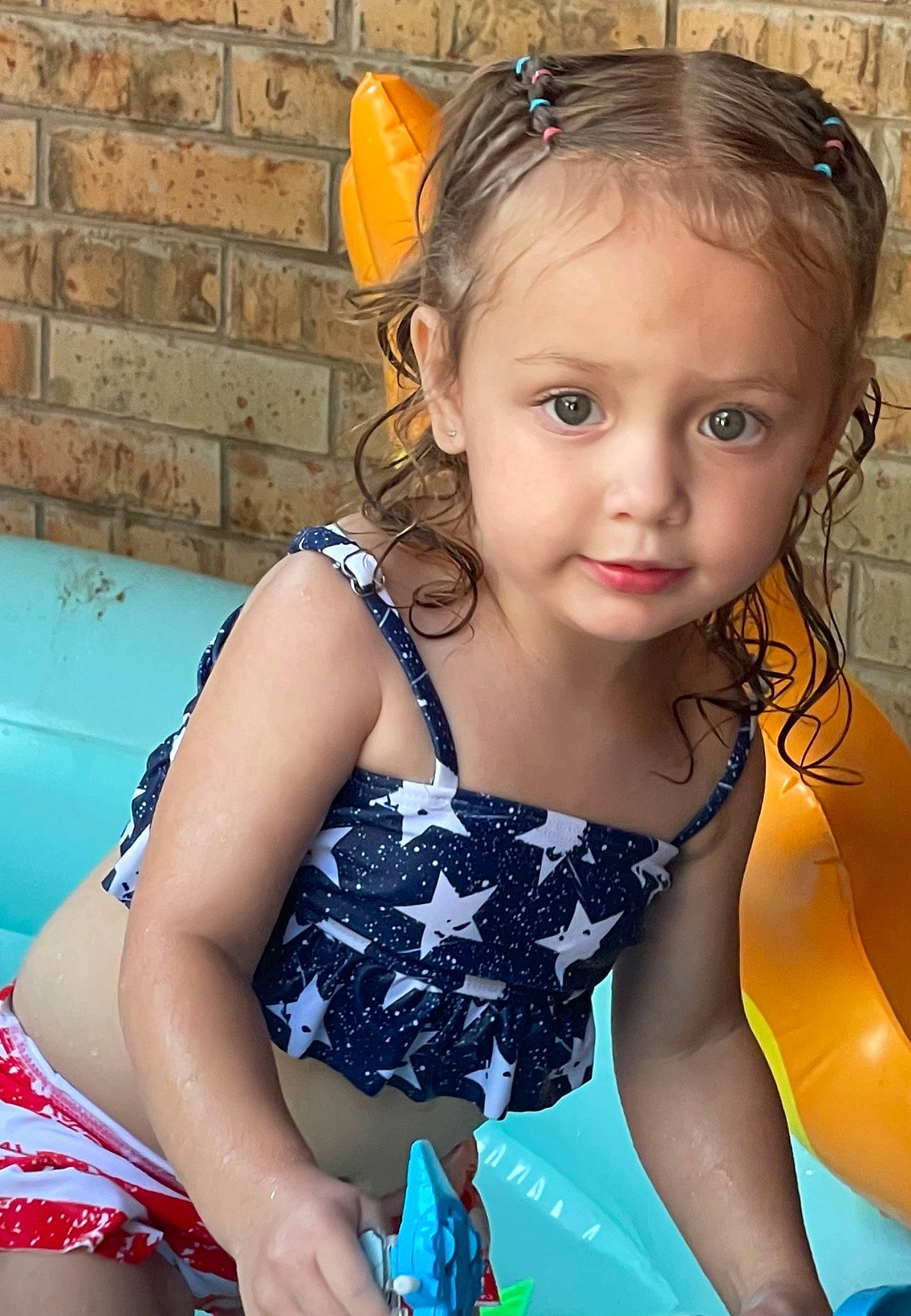 Oaklee joined the competition — help win amazing prizes! baby_toddler_clothing, beauty, black_hair, blue, cool, face, flash_photography, fun, hair, happy, head, leisure, long_hair, organ, person, photograph, skin, summer, swimwear, thigh