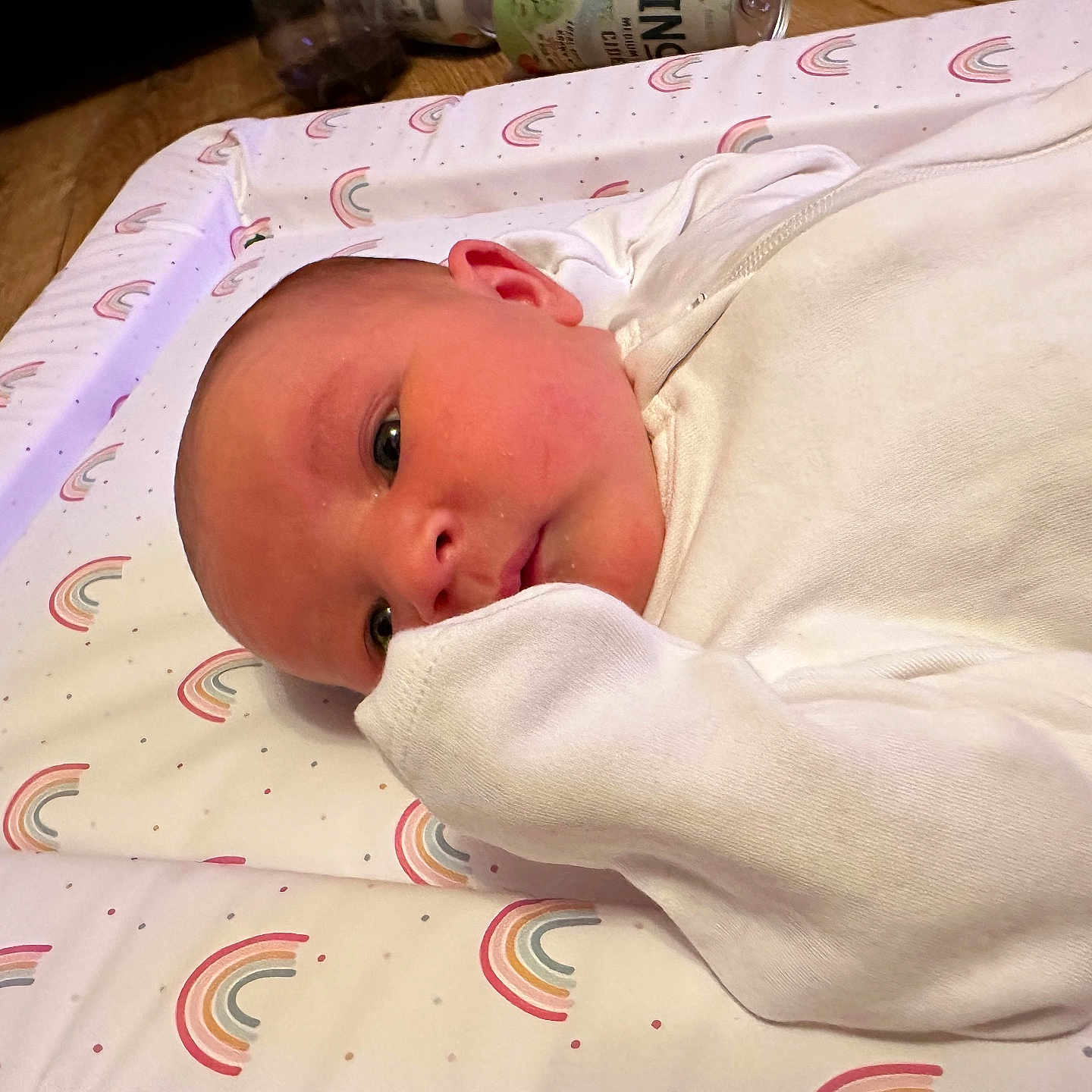 Ayla-May is registered to the contest to win money with this photo: baby, bed, blanket, bodypart, clothing, cradle, crib, face, finger, furniture, hand, head, infantbed, newborn, person, photography, portrait, quilt, sleeve, towel