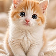 Mimi participe au concours pour gagner de l'argent avec cette photo : kitten, cat, orange, white, fluffy, cute, pet, animal, feline, young, small, soft, fur, whiskers, ears, nose, paws, indoor, blanket, portrait