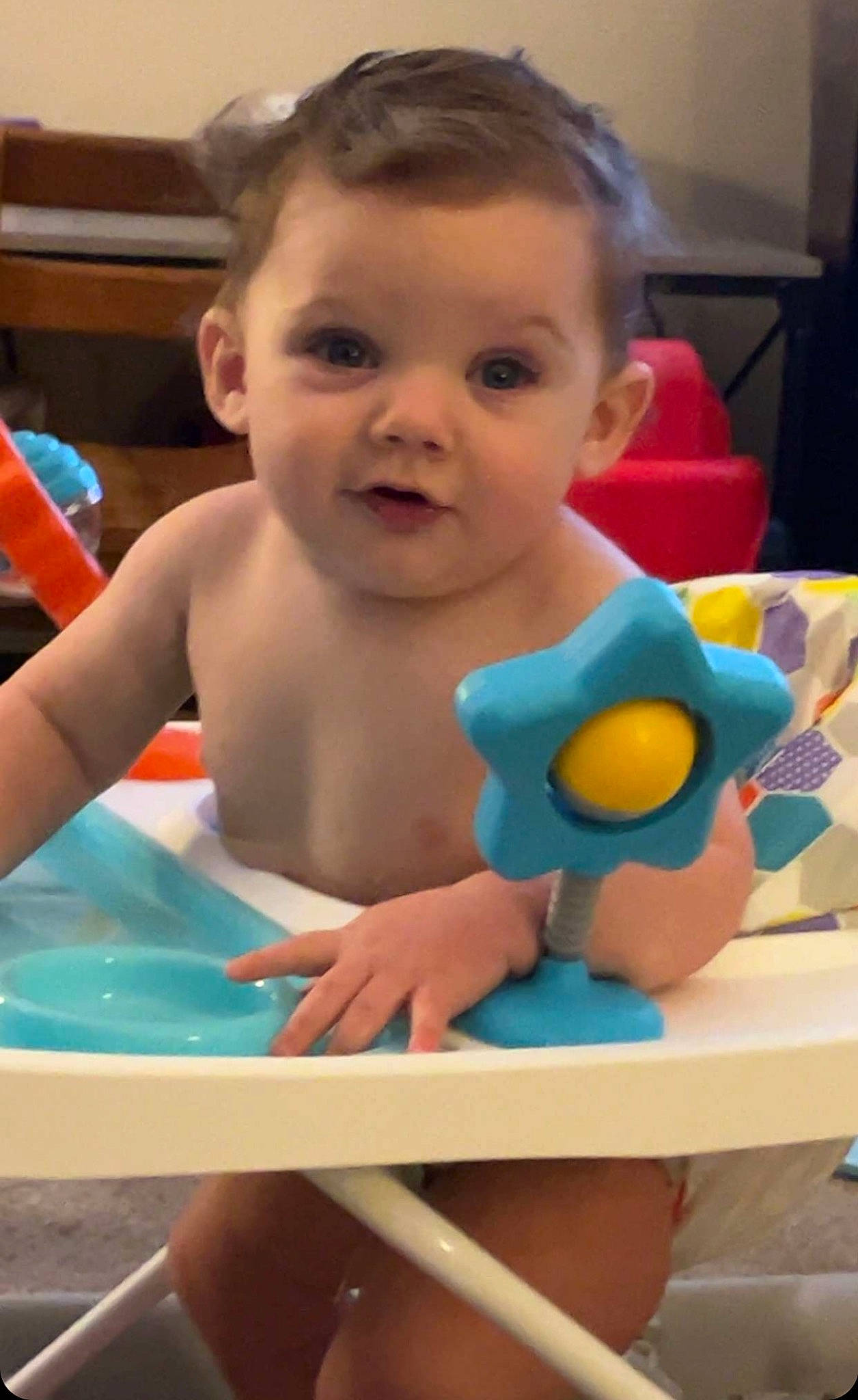 Noah joined the competition — help win amazing prizes! baby, baby_playing_with_toys, cheek, chest, child, facial_expression, finger, fun, hairstyle, happy, head, human_body, leisure, mouth, organ, person, skin, smile, standing, toddler