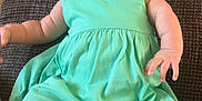 Nevaeh-Joan is registered to the contest to win money with this photo: baby, child, infant, mint_green, dress, headband, socks, cushion, fabric, texture, floor, wooden_floor, slippers, pattern, blanket, seated, portrait, cute, indoor, person