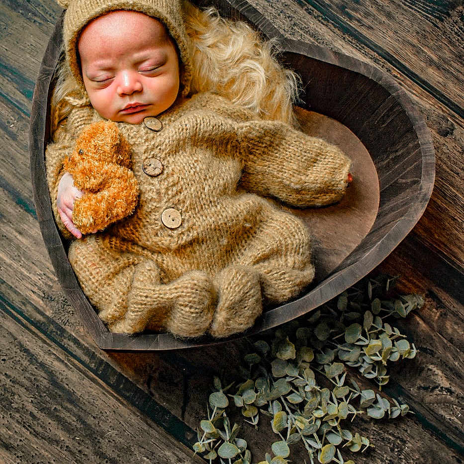 Jakhari joined the competition — help win amazing prizes! adorable, baby, bear_outfit, child, cozy, cute, greenery, handmade, heart_shaped_bowl, infant, knitted_clothing, newborn, peaceful, portrait, resting, sleeping, soft_lighting, teddy_bear, warm_colors, wooden_floor