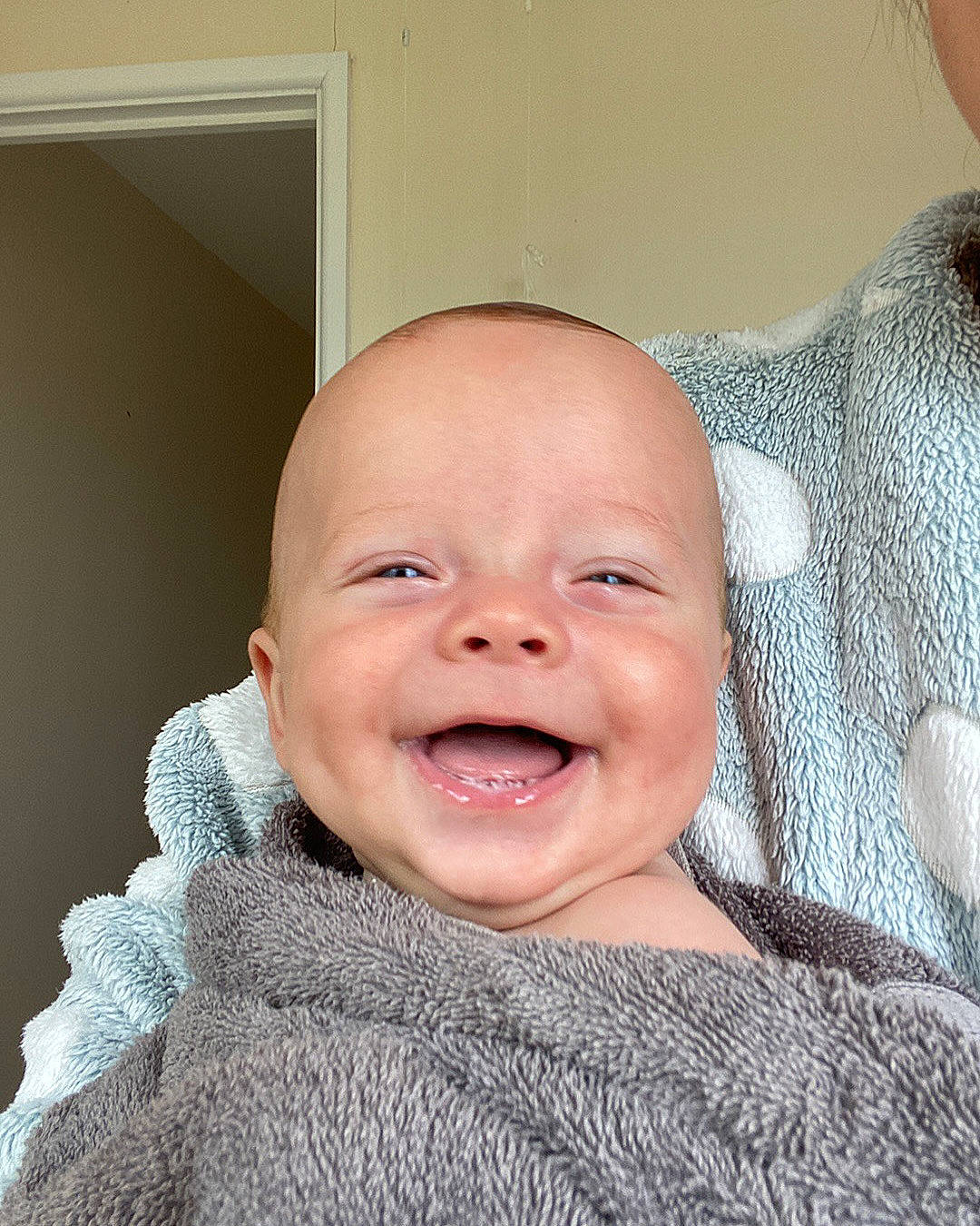 Koa joined the competition — help win amazing prizes! baby, baby_laughing, cheek, child, comfort, eye, eyebrow, fashion_accessory, gesture, happy, iris, jaw, joy, laugh, lip, nose, person, skin, smile, toddler