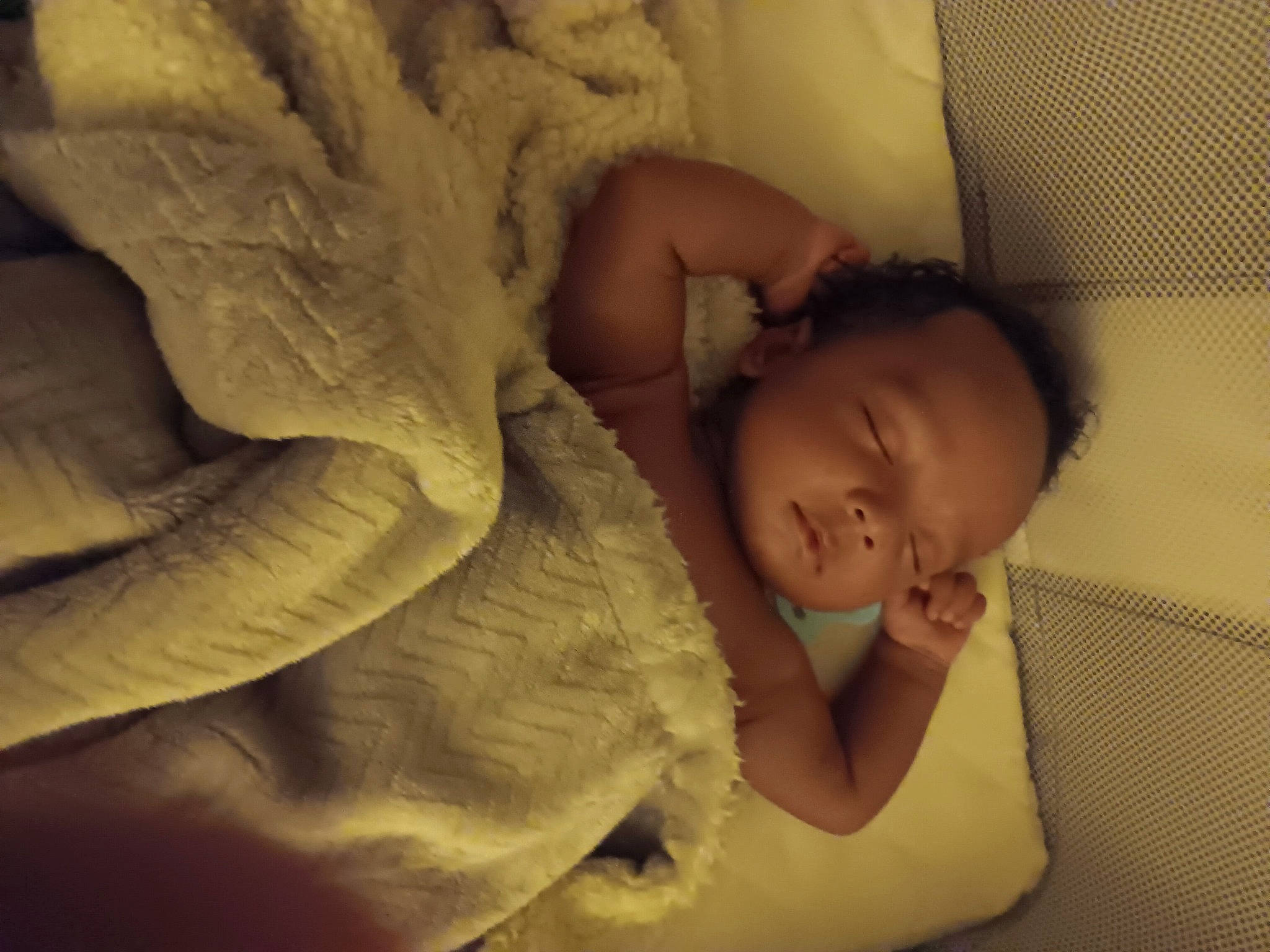 Karter is registered to the contest to win money with this photo: abdomen, arm, baby, baby_sleeping, bed, bed_sheet, bedding, bedtime, child, comfort, duvet, fur, gesture, hair, human_body, linens, nap, person, skin, textile