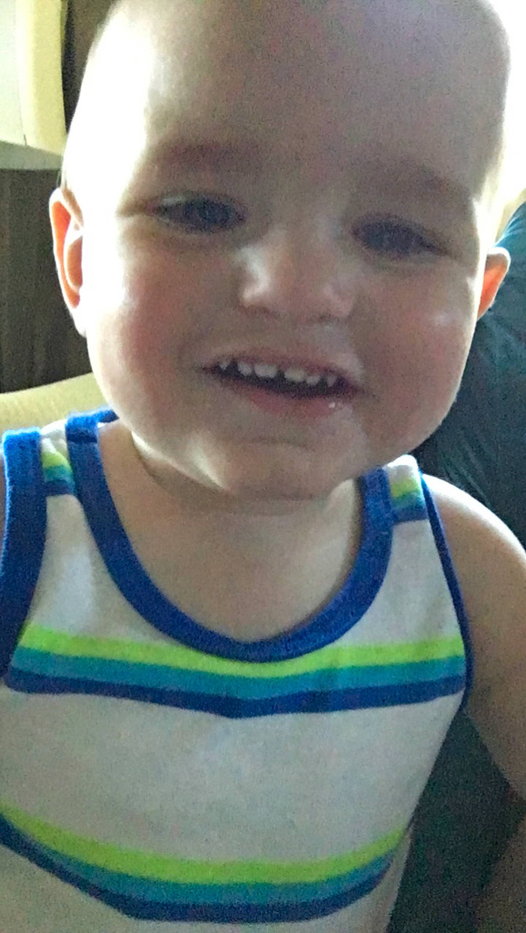 Huxley is registered to the contest to win money with this photo: baby, cheek, child, chin, cool, eye, eyebrow, face, facial_expression, forehead, hair, head, lip, mouth, nose, organ, person, skin, smile, toddler