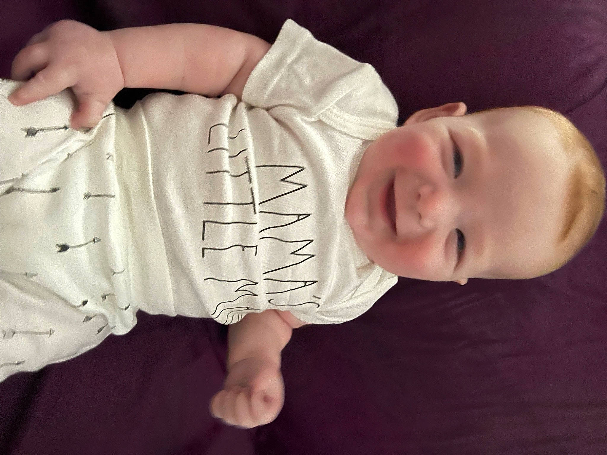Jackson is registered to the contest to win money with this photo: baby, baby_toddler_clothing, child, comfort, elbow, finger, flash_photography, gesture, hand, happy, human_body, joy, nail, pattern, person, portrait_photography, sitting, sleeve, smile, thumb