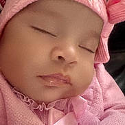 Renata Sophia is registered to the contest to win money with this photo: baby, sleeping, pink, hat, bow, closeup, face, infant, peaceful, soft, cute, child, adorable, knitwear, portrait, cozy, young, resting, newborn, warm