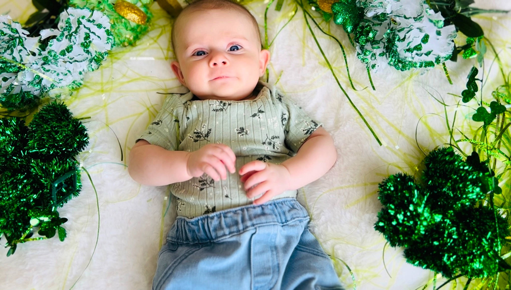 Lilithiana joined the competition — help win amazing prizes! baby, baby_toddler_clothing, child, christmas, denim, facial_expression, grass, green, happy, holiday, leaf, ornament, pattern, people_in_nature, person, portrait_photography, sitting, skin, sleeve, toddler