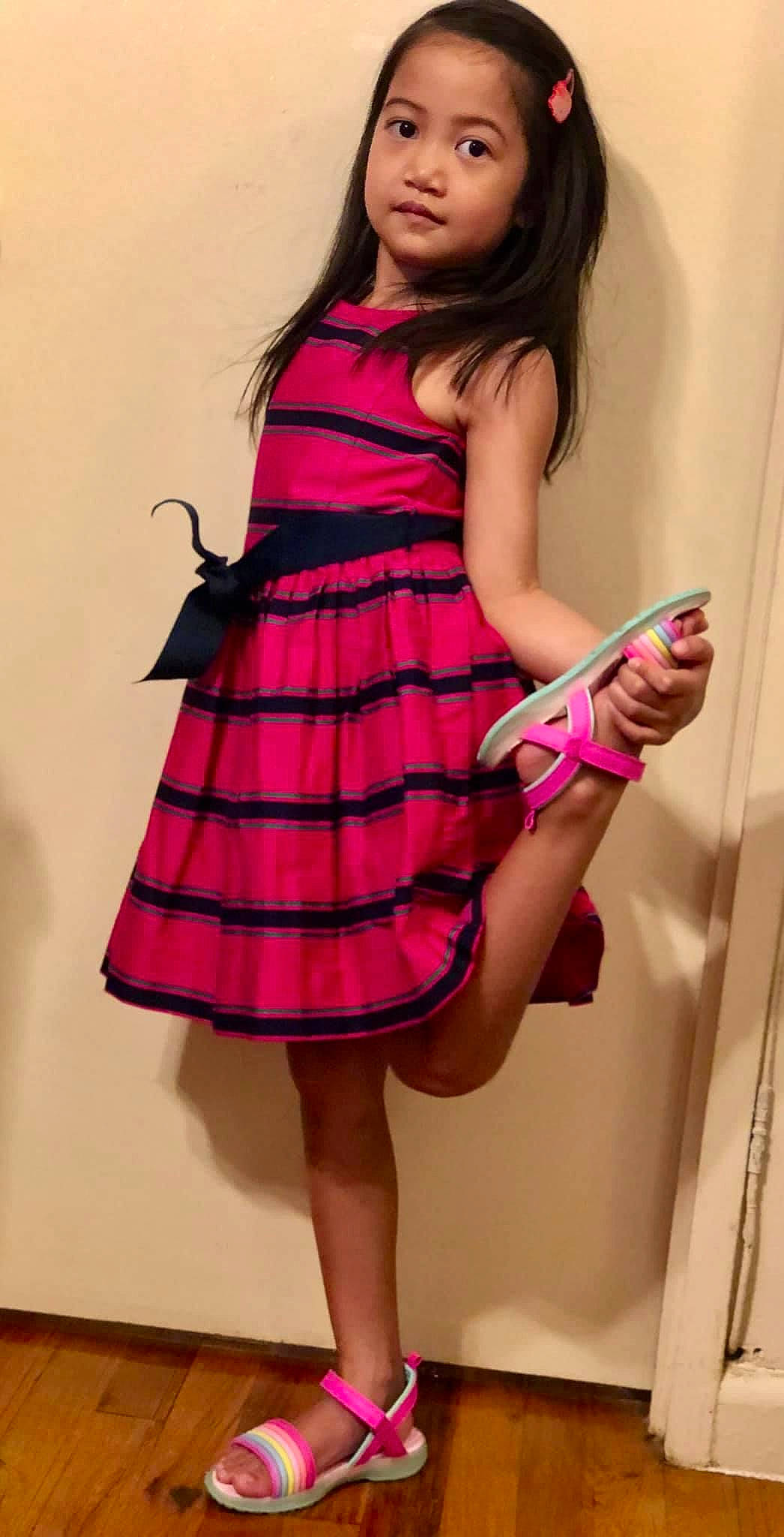 Zia joined the competition — help win amazing prizes! day_dress, dress, fashion_design, finger, hand, head, joint, leg, lip, neck, one_piece_garment, outerwear, person, pink, purple, shoulder, skin, sleeve, textile, thigh