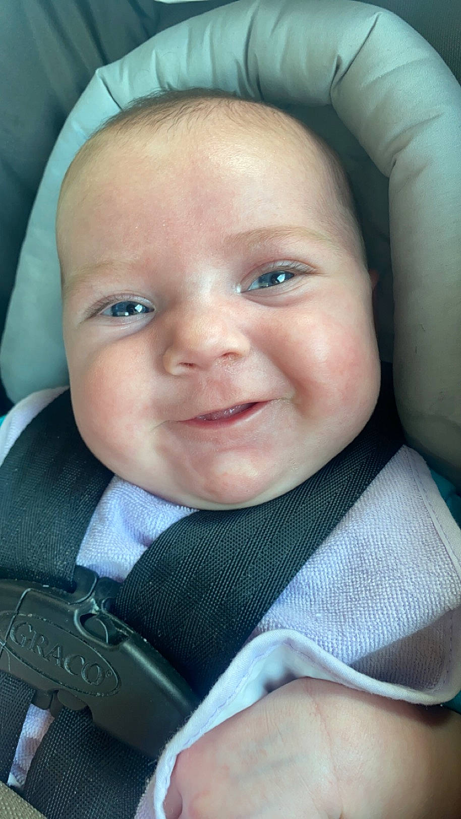 Amelia is registered to the contest to win money with this photo: azure, baby, baby_products, baby_toddler_clothing, cheek, child, chin, comfort, electric_blue, eyebrow, eyelash, face, iris, joy, nose, person, product, sitting, skin, smile