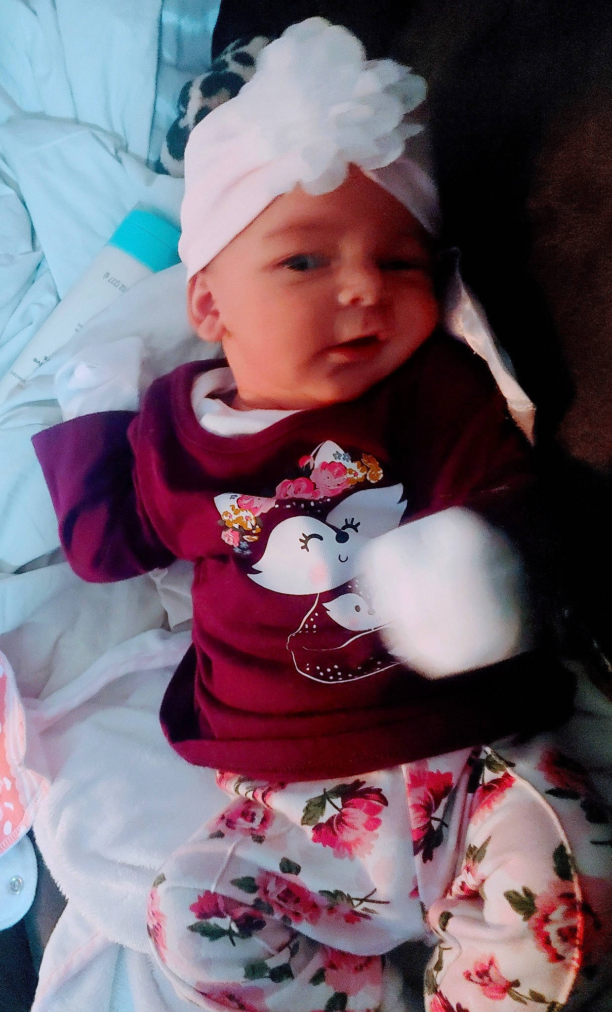 Gabby is registered to the contest to win money with this photo: baby, baby_products, baby_toddler_clothing, beauty, cap, carmine, cheek, child, doll, happy, hat, headwear, lip, pattern, person, pink, skin, sleeve, textile, toddler