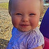 baby, casual, cheeks, child, closeup, cute, daytime, gravel, happy, light_hair, nature, outdoor, person, portrait, seat, shirt, sitting, smiling, sunny, young_child