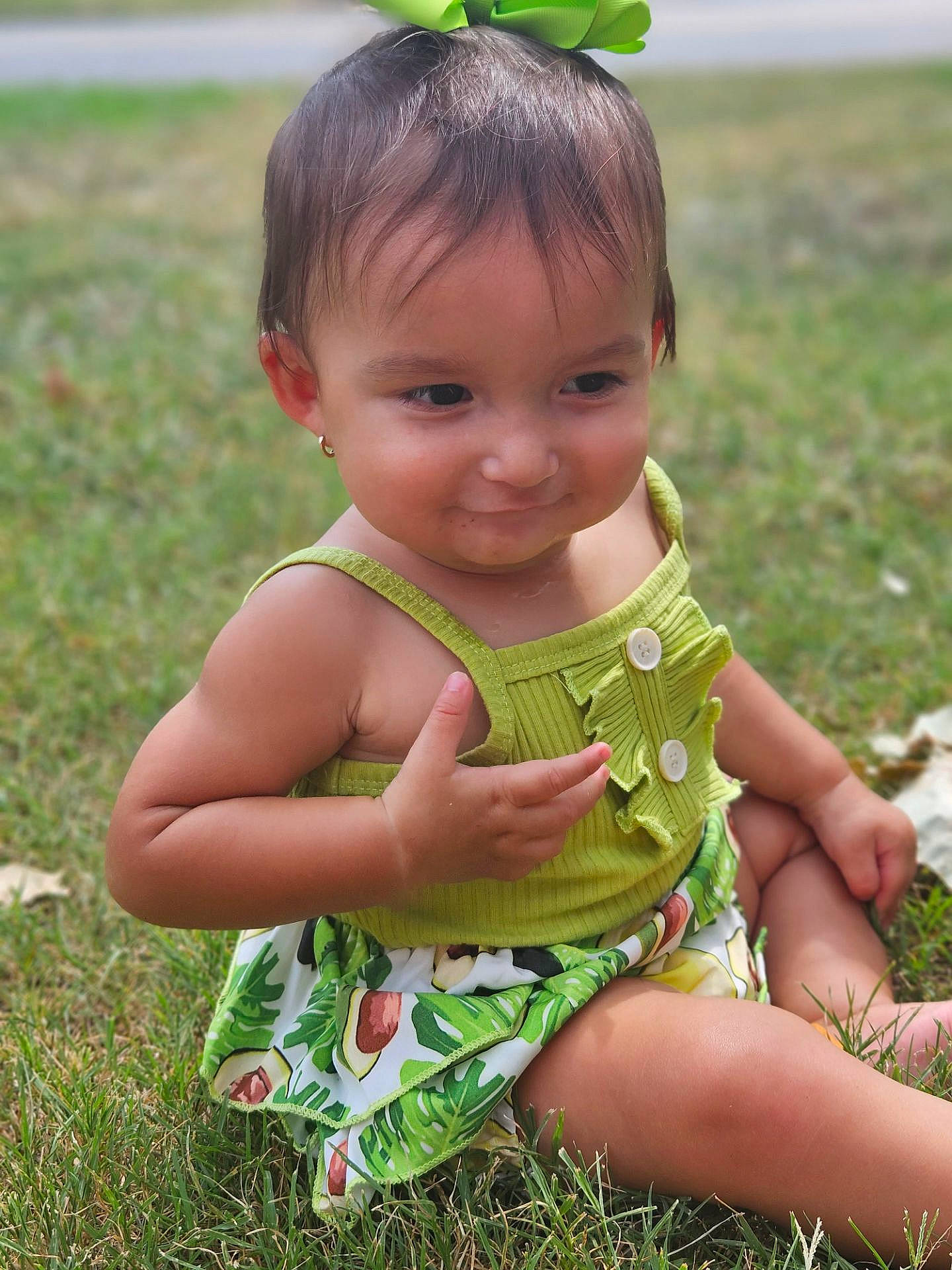 Yuna joined the competition — help win amazing prizes! baby, baby_toddler_clothing, cheek, child, fun, grass, grassland, green, happy, headpiece, joy, leisure, meadow, people_in_nature, person, plant, play, recreation, sitting, skin