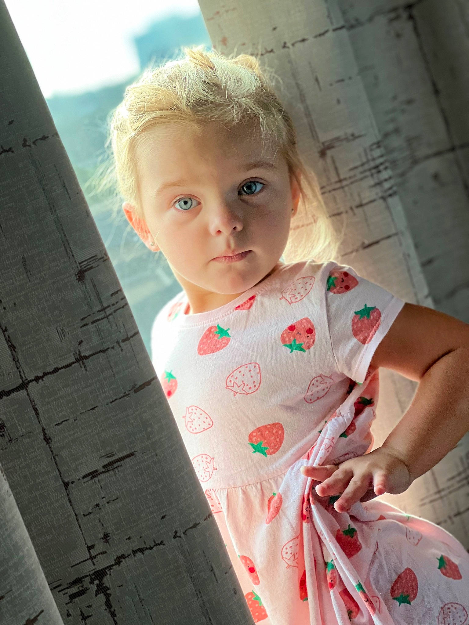 Everly joined the competition — help win amazing prizes! arm, baby, baby_toddler_clothing, blond, child, dress, eye, facial_expression, fun, hair, hairstyle, happy, human_body, lip, pattern, person, skin, sky, tints_and_shades, toddler