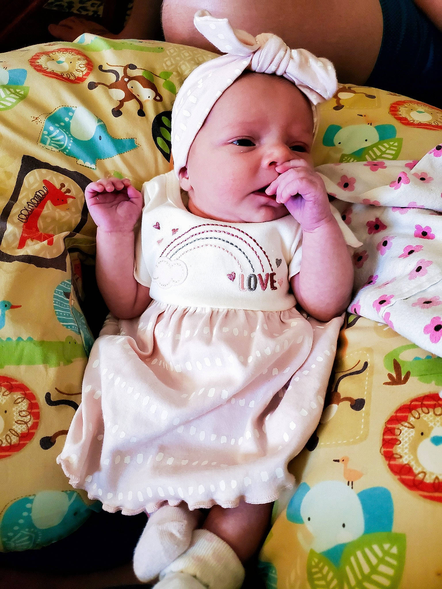 Lexie joined the competition — help win amazing prizes! baby, baby_sleeping, baby_toddler_clothing, cheek, child, headwear, person, pink, skin, textile, toddler